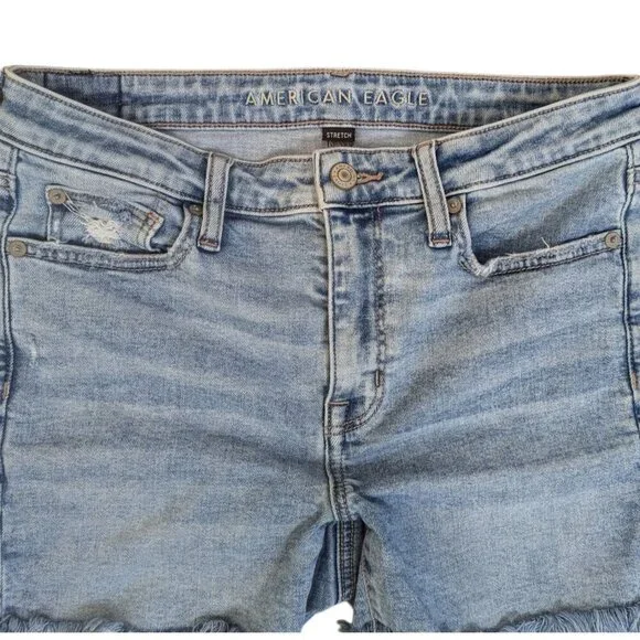 American Eagle Light Wash High Rise Denim Jean Shorts - Picture 3 of 4